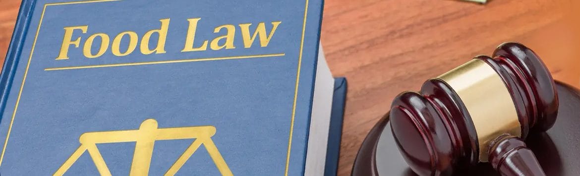 A book of food law and a judge gavel