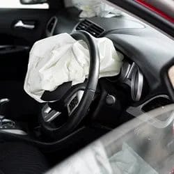 opened air bag of a car